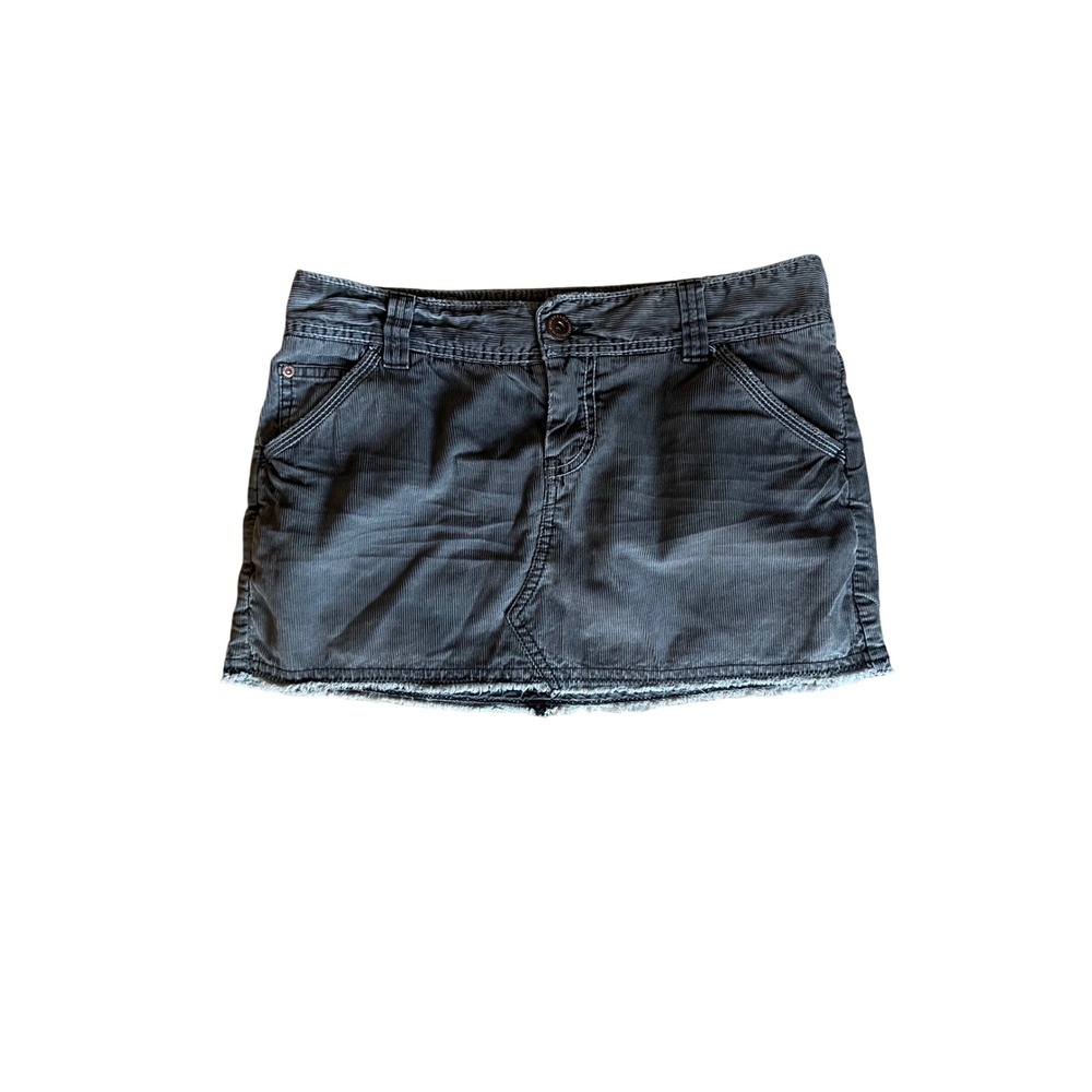 American Eagle Brown Corduroy Micro Mini Skirt Raw Hem Y2K Low Rise Size 4